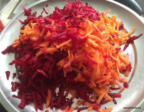 Beetroot and carrot grated